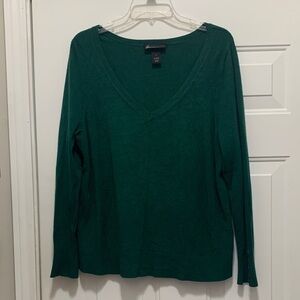4/$10 Lane Bryant Hunter Green Long Sleeve V-Neck Sweater Size 16